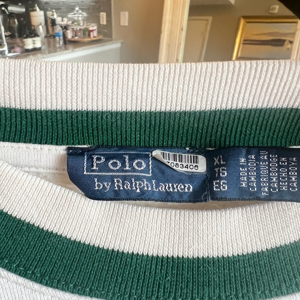 Polo by Ralph Lauren Classic Green and White Crewneck Sweater